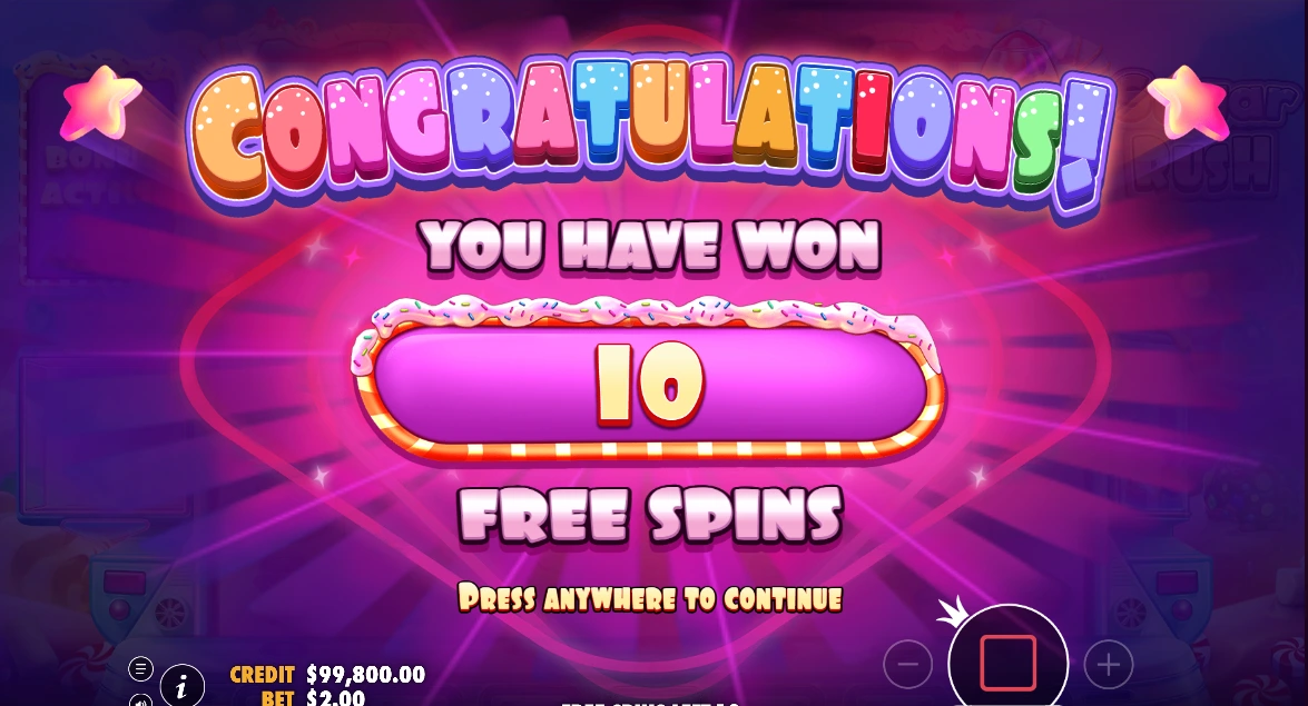 sugar rush free spins
