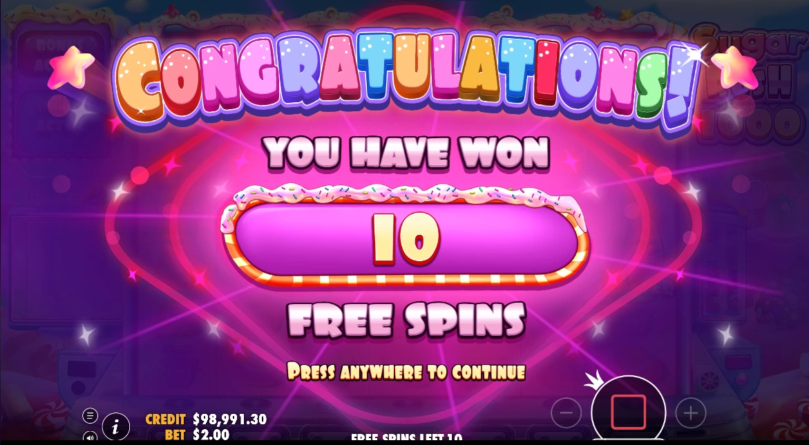 sugar rush 1000 free spins